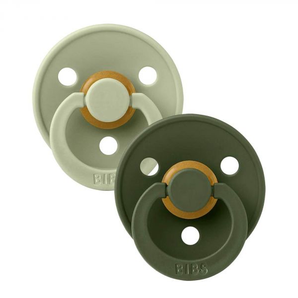 Pack de 2 sucettes Colour Caoutchouc anatomique 6 mois+ Sage et Hunter green