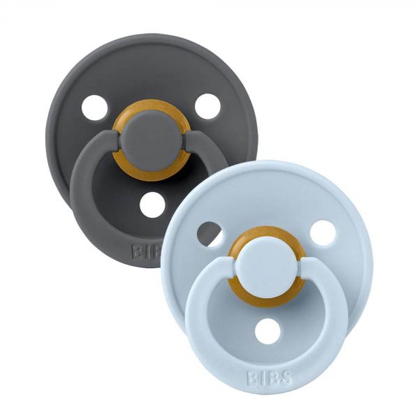 Pack de 2 sucettes Colour Caoutchouc anatomique 6 mois+ Iron et Baby blue