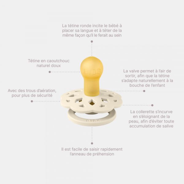 Pack de 2 sucettes Bohème Caoutchouc 6 mois+ Vanilla et Pine