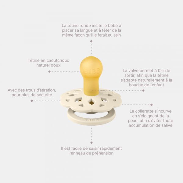 Pack de 2 sucettes Bohème Caoutchouc 6 mois+ Dusty pink et Coral