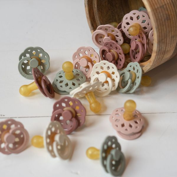 Pack de 2 sucettes Bohème Caoutchouc 6 mois+ Dusty pink et Coral