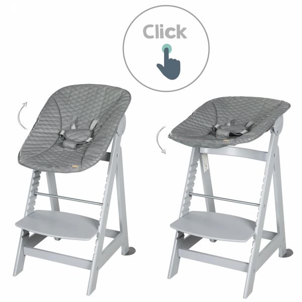 Chaise haute évolutive 2-en-1 Born Up gris Stone matelassé