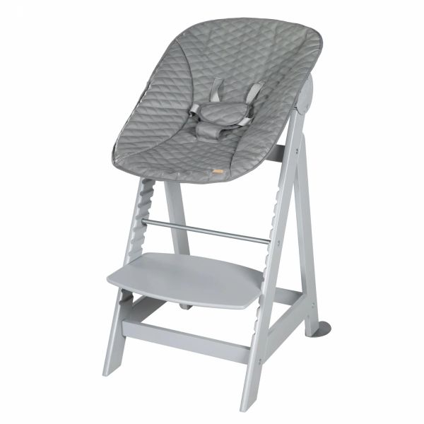 Chaise haute évolutive 2-en-1 Born Up gris Stone matelassé