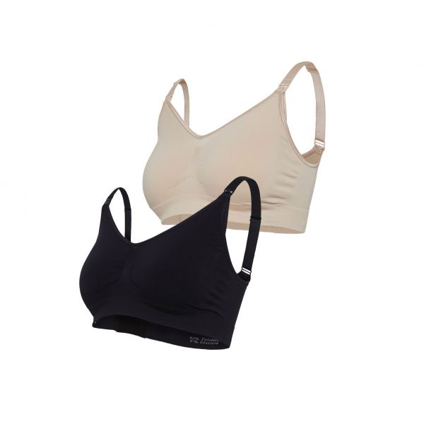Lot de 2 Soutien-gorge grossesse & allaitement sans coutures L - Noir & Chair