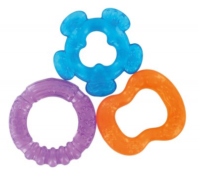 Lot de 3 anneaux de dentition à rafraîchir Bleu, violet et orange