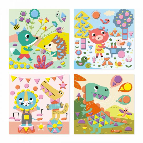 Coffret de gommettes géométriques et tableaux à décorer
