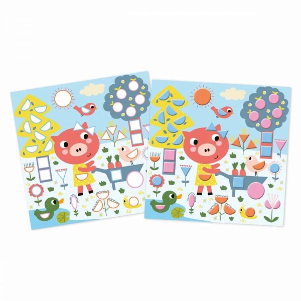 Coffret de gommettes géométriques et tableaux à décorer