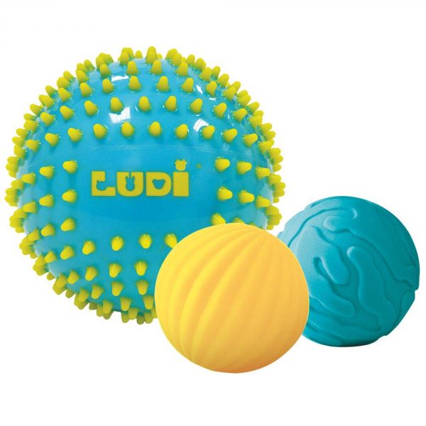 Lot de 3 balles sensorielles bleues