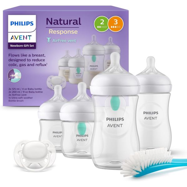 Coffret de 4 biberons natural response + 1 sucette ultra-douce 0-6 mois + 1 goupillon