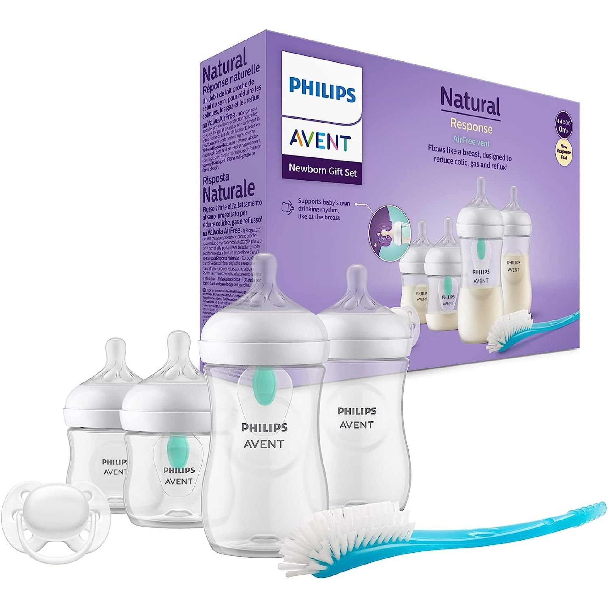 Coffret de 4 biberons + 1 sucette ultra-douce 0-6 mois + 1 goupillon - Made  in Bébé