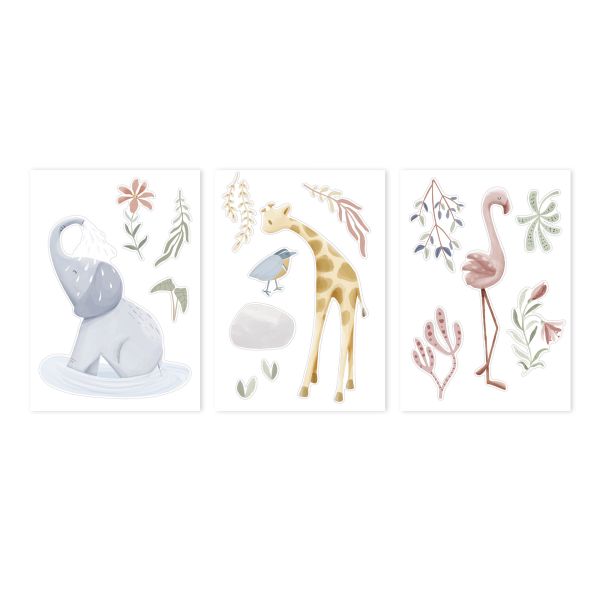 Lot de 3 stickers muraux - Blooming Safari