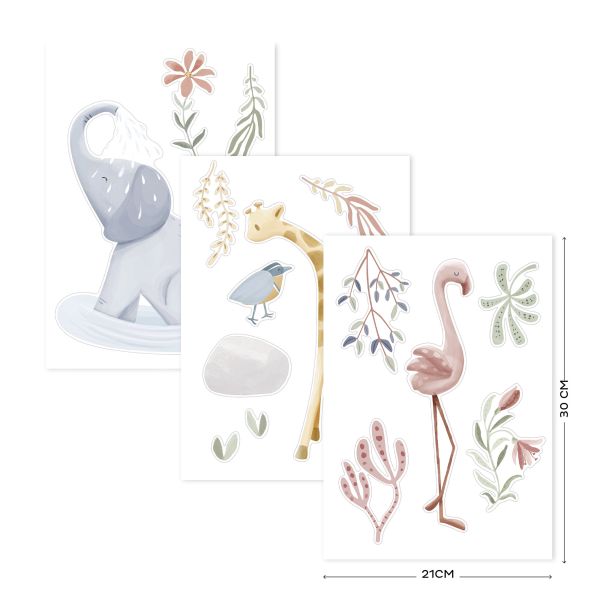 Lot de 3 stickers muraux - Blooming Safari