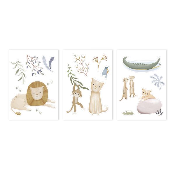Lot de 3 stickers muraux - Safari Leo