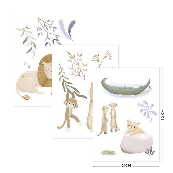 Lot de 3 stickers muraux - Safari Leo