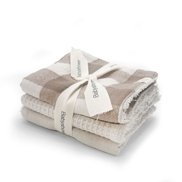 Lot de 3 serviettes multifonctions Babyshower  Vichy Caramel
