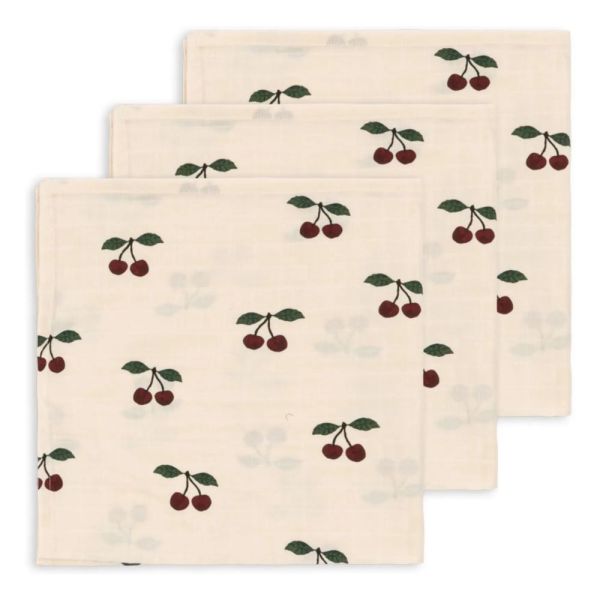 Lot de 3 langes en coton 100% biologique Cherry