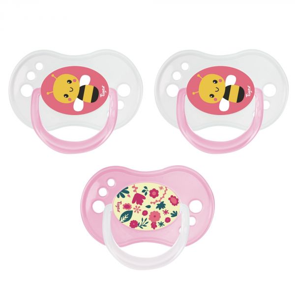 Lot de 3 Sucettes Jour / Nuit Silicone 0-6m  Fille