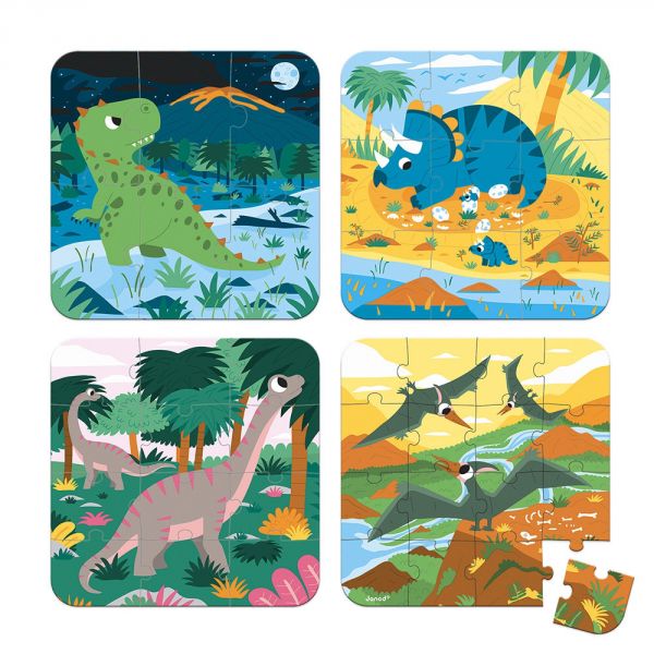 Lot de 4 puzzles évolutifs Dinosaures