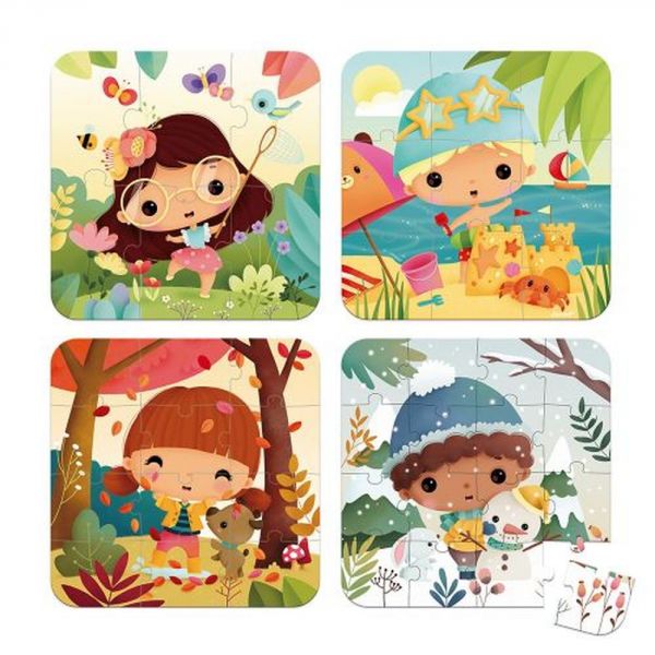 Lot de 4 puzzles évolutifs Les 4 saisons