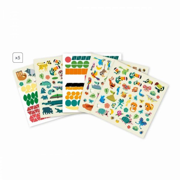 Coffret créatif gommettes stickers et décors Jungle