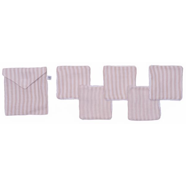 Lot lingettes lavables et pochette rayées galet