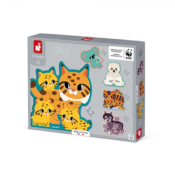 Coffret de 5 puzzles évolutifs Animaux 2-3-4-5-6 pièces