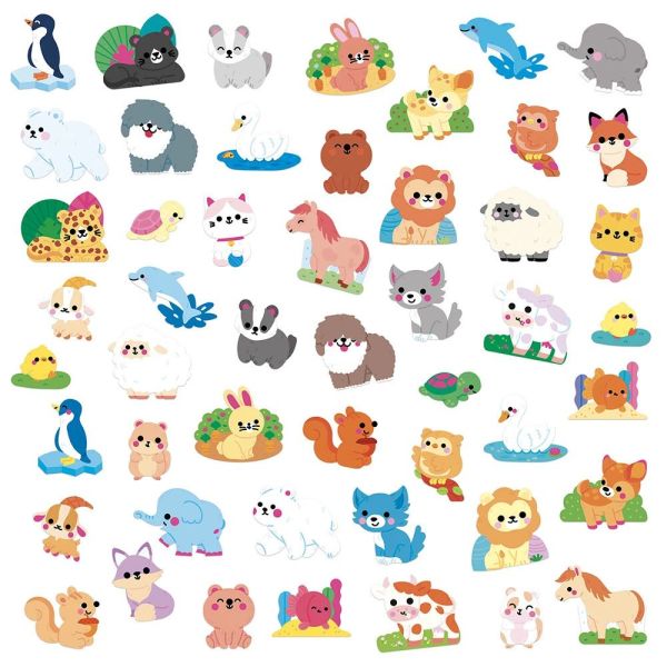 50 grandes gommettes stickers Animaux