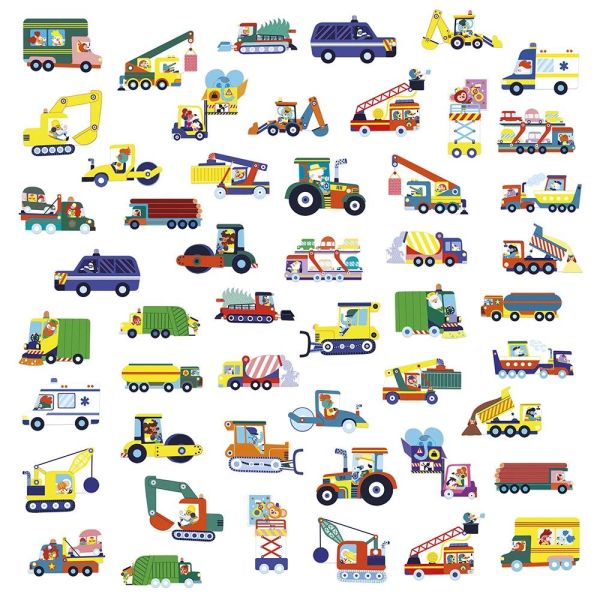 50 grandes gommettes stickers Véhicules
