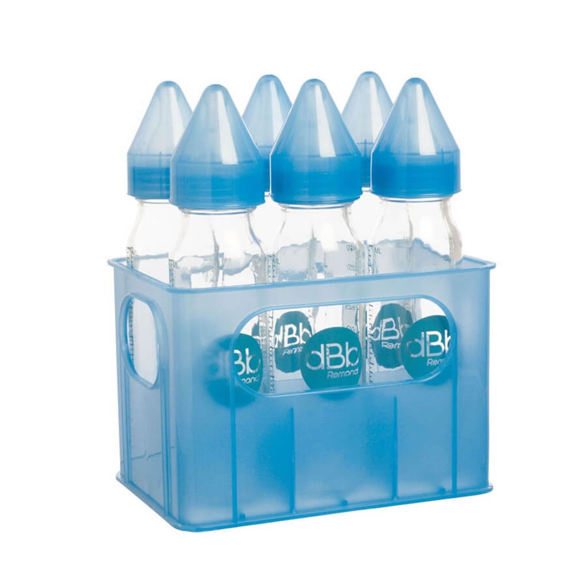 Lot de 6 biberons en verre 240ml Bleu