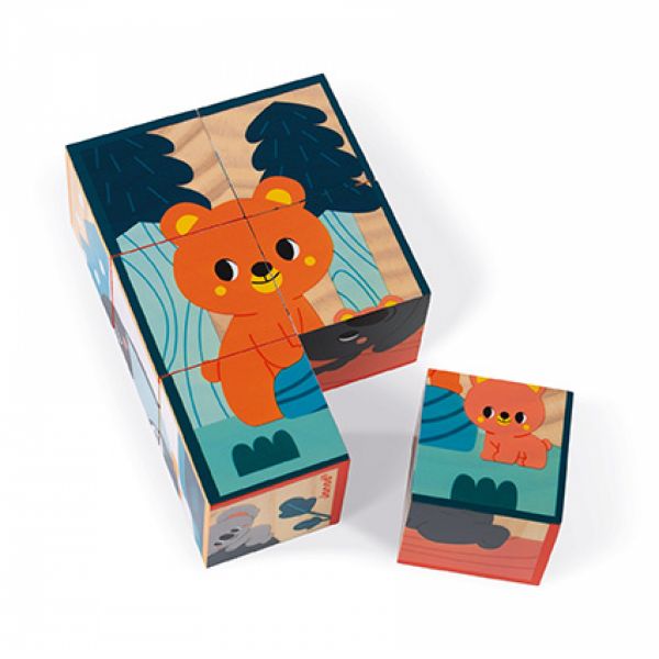 Lot de 6 cubes en bois Animaux