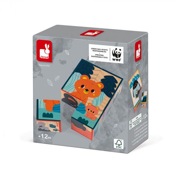 Lot de 6 cubes en bois Animaux