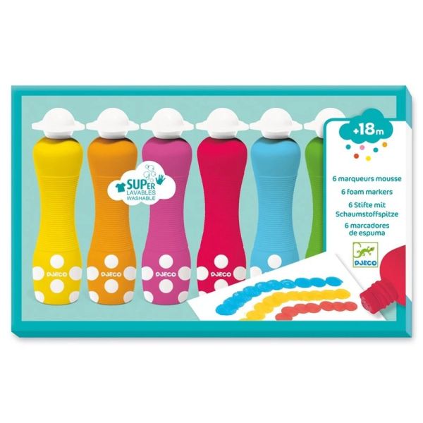 6 feutres marqueurs mousse pour enfant