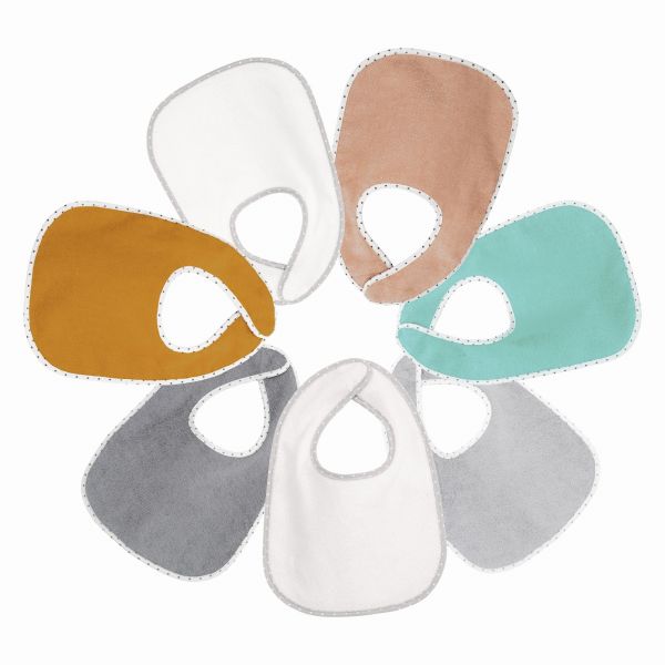 Lot de 7 bavoirs 1er âge Couleurs