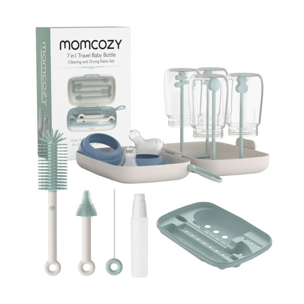 Set de brosses de nettoyage pour biberons avec égouttoir de voyage