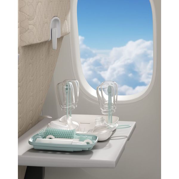 Set de brosses de nettoyage pour biberons avec égouttoir de voyage
