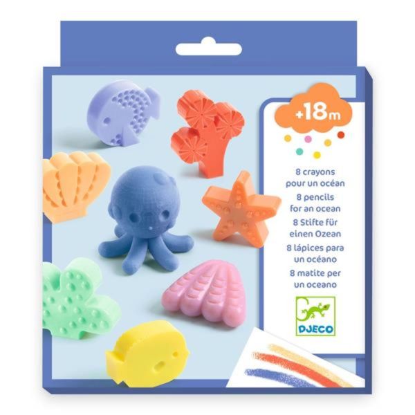 8 crayons de cire - Un joyeux océan