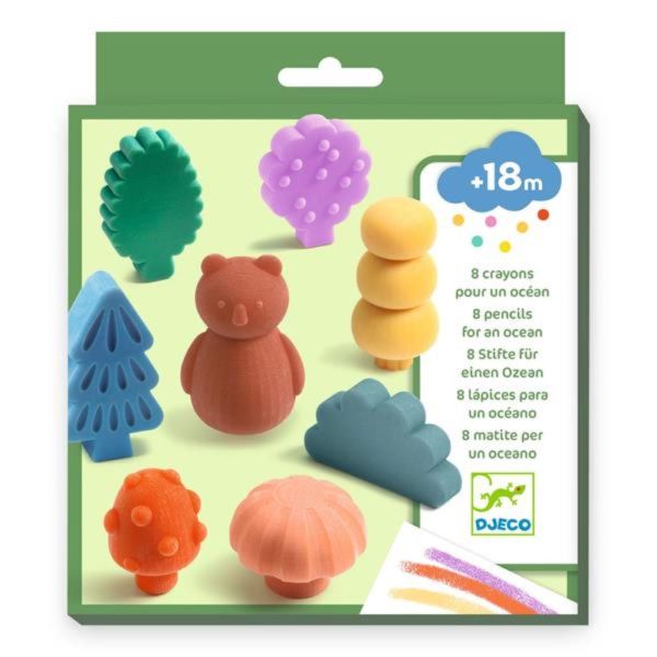 8 crayons de cire - Une drôle de forêt