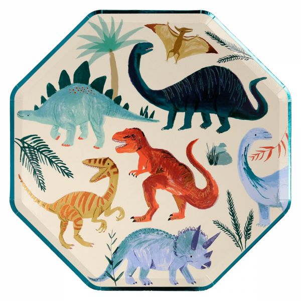 Lot de 8 grandes assiettes Royaume des Dinosaures