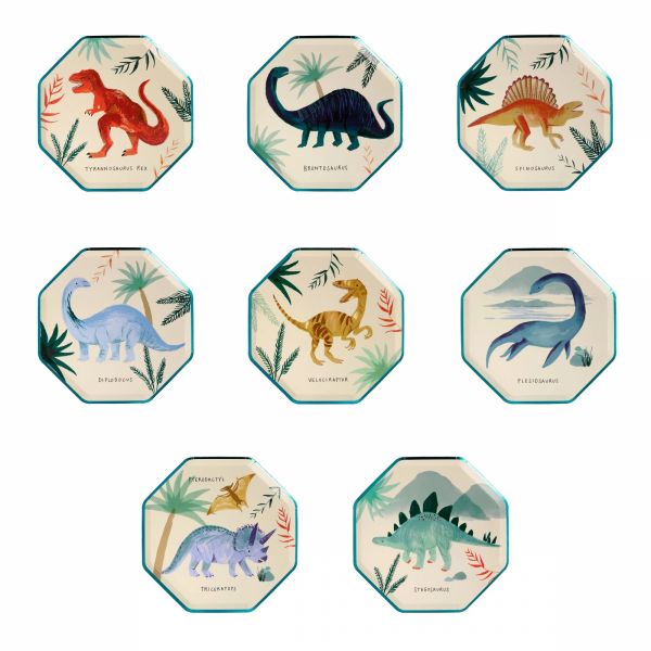 Lot de 8 petites assiettes Royaume des dinosaures