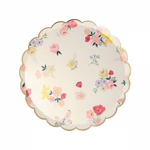 Lot de 8 petites assiettes English Garden avec dorure 4 motifs