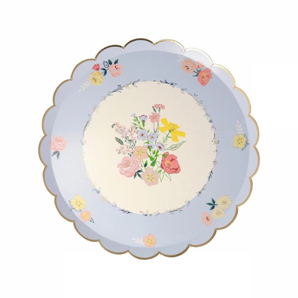 Lot de 8 petites assiettes English Garden avec dorure 4 motifs