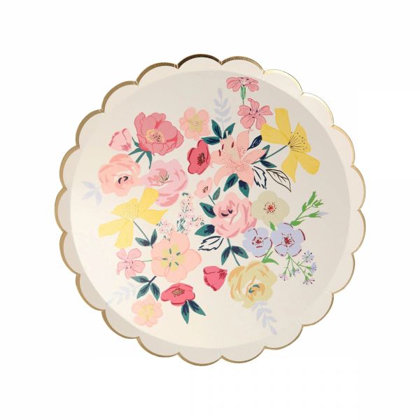 Lot de 8 petites assiettes English Garden avec dorure 4 motifs