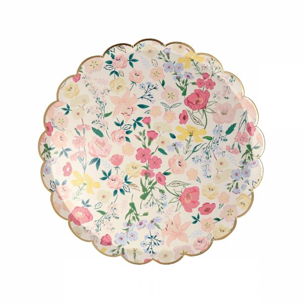 Lot de 8 petites assiettes English Garden avec dorure 4 motifs