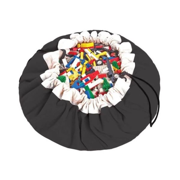 Grand sac à jouets / tapis de jeu 2 en 1 Noir