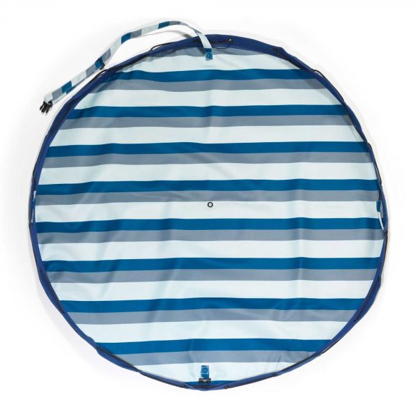 Grand sac à jouets d'extérieur / tapis de jeu 2 en 1 Stripes Blue