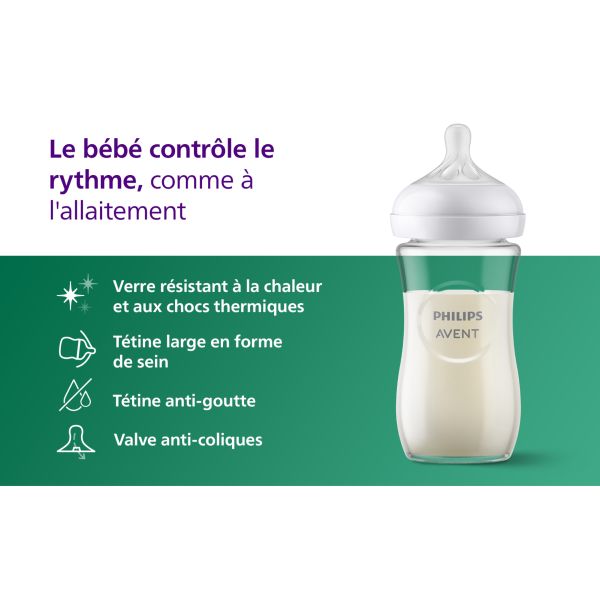 Biberon Natural verre response 240 ml