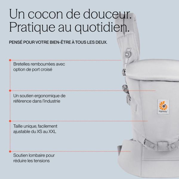 Porte-Bébé Adapt Soft Touch Coton - Gris perle