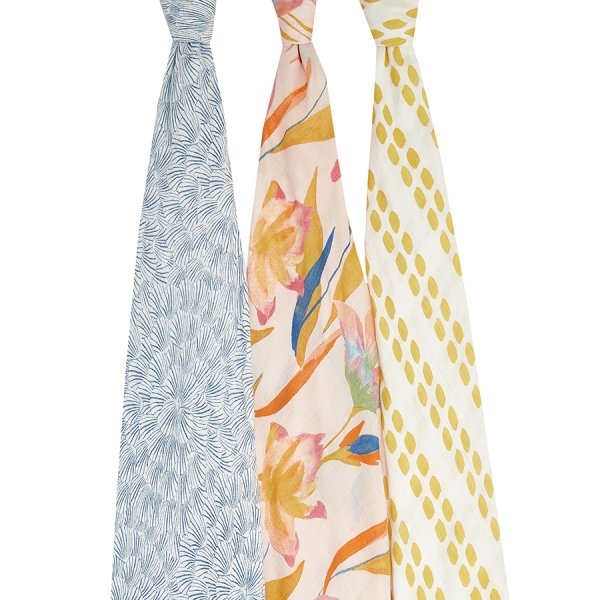 Lot de 3 maxi langes en bambou Marine Gardens