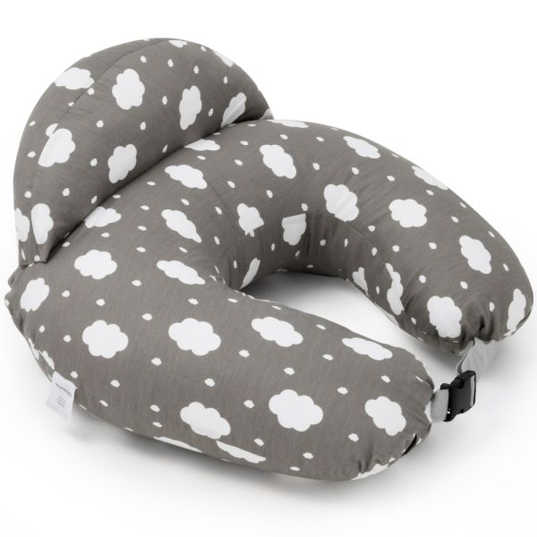 Coussin d'allaitement ergonomique avec ceinture réglable Gris