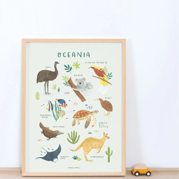 Affiche enfant - Animaux Océanie 30 x 40 cm